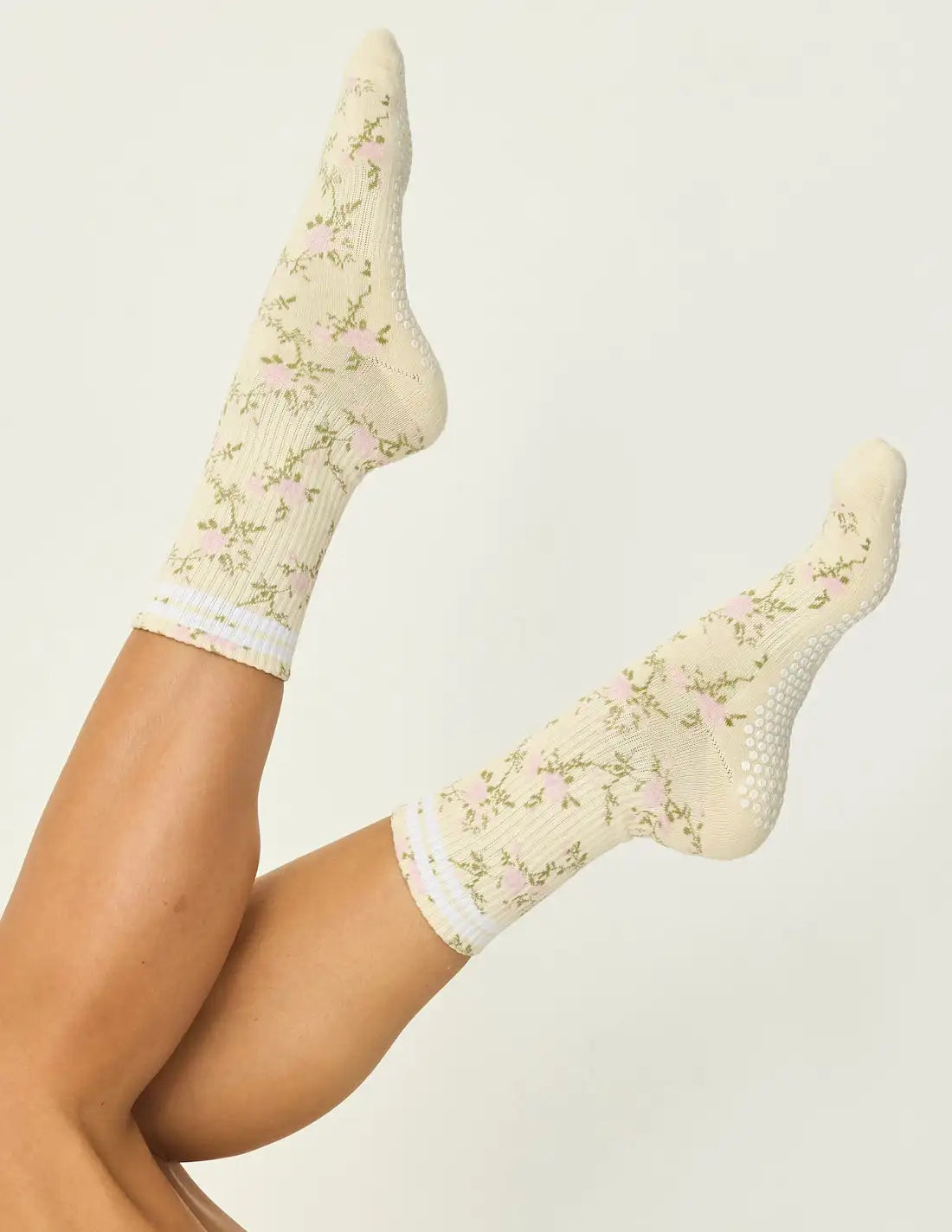 Pilates Blossom Grip Socks – Cream